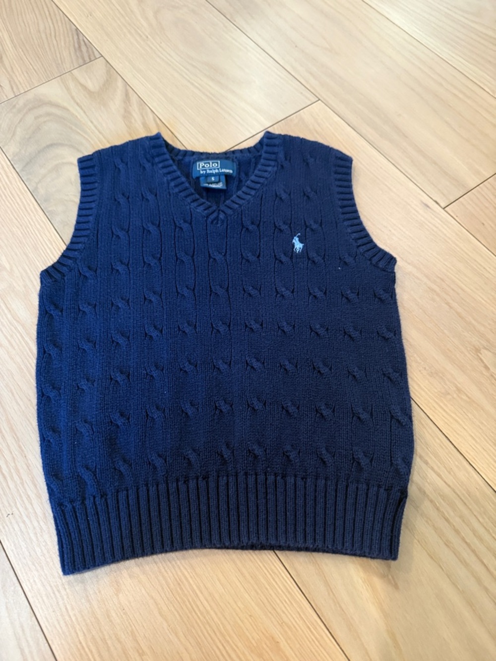 Polo by Ralph Lauren Navy Cable-Knit V-Neck Sweater Vest size 5